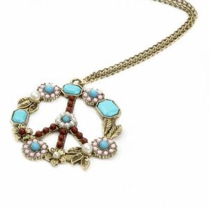 Flower Peace Inlay Turquoise Pearl Pendant Necklace